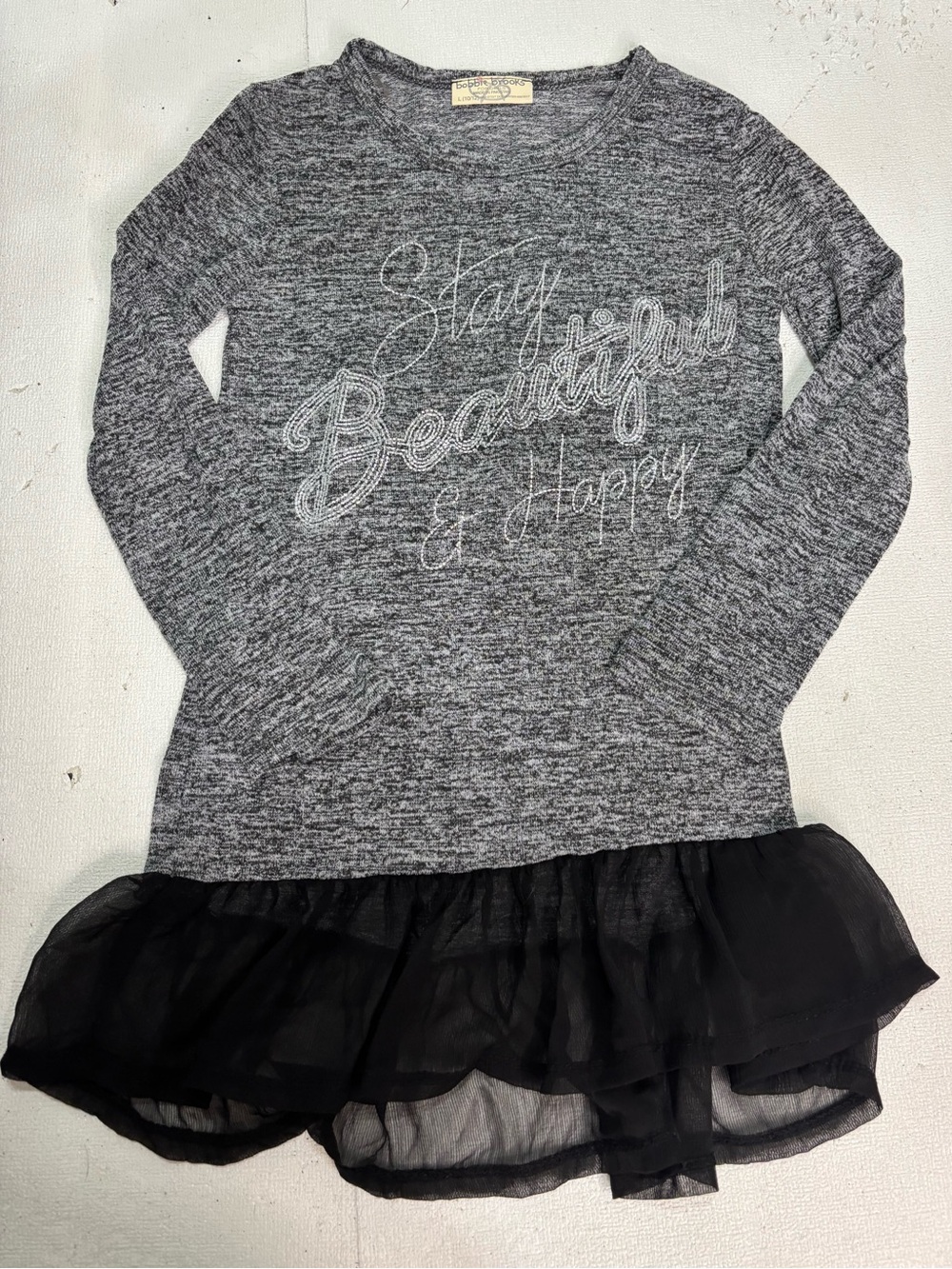 Bobbie Brooks Gray Marled Knit Top with Label